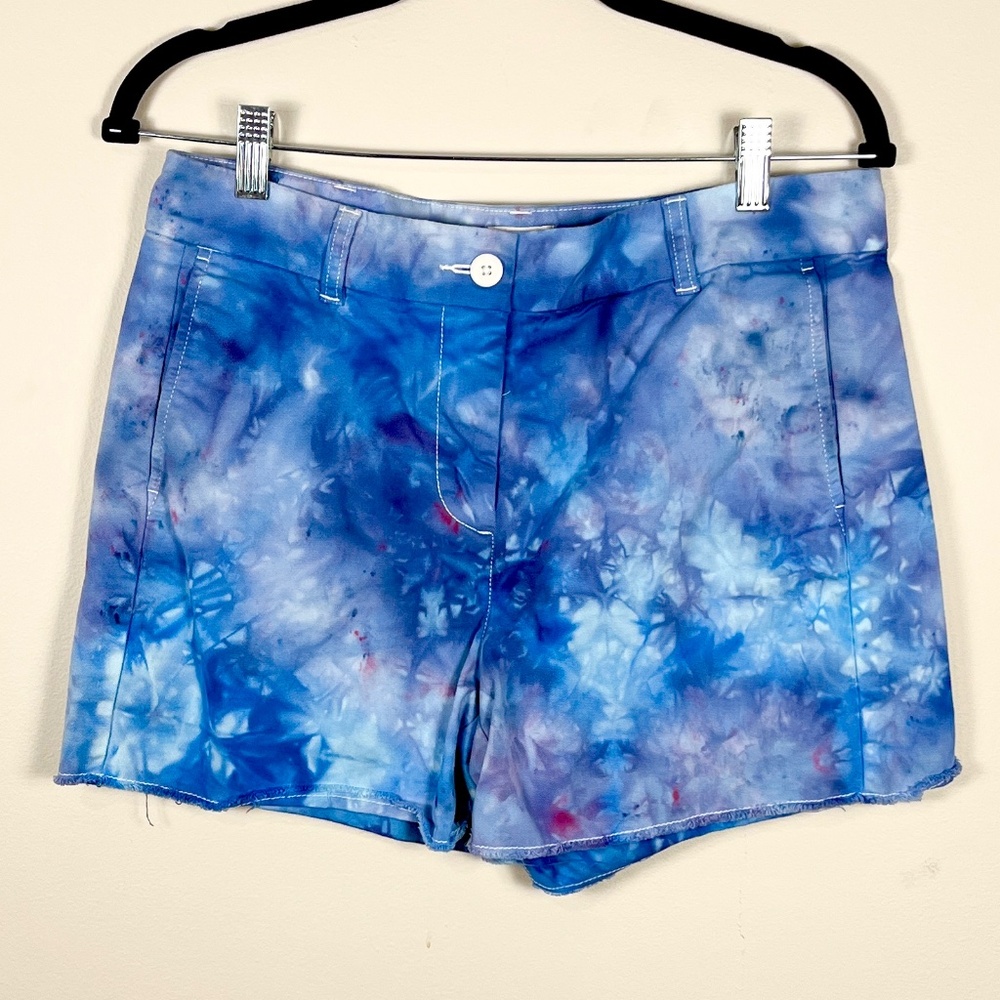 Ice dyed tie dyed upcycled blue J Crew shorts